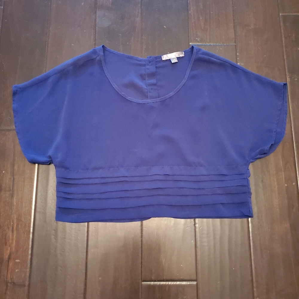 Forever21 Short-Sleeve Crop Blouse w/ Pleated Hem